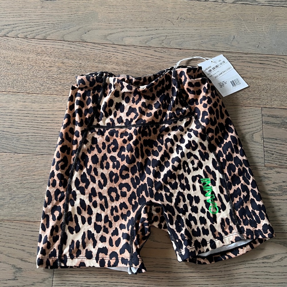 Ganni Cheetah Print Biker Short